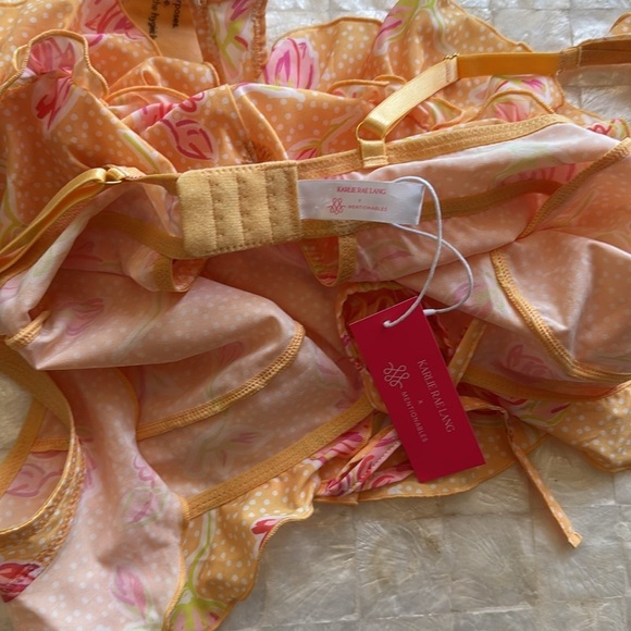 NWT Floral Ruffle One-Piece bodysuit Teddy sz S pastel yellow polka dot pink - Picture 6 of 8